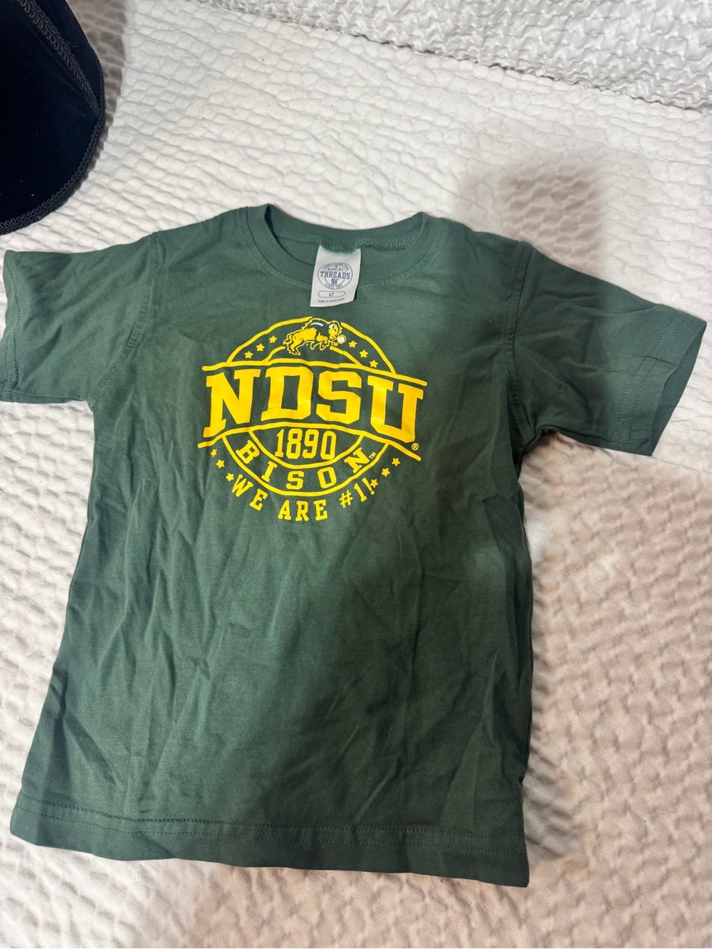 Rivalry Threads Green Kids NDSU Bison Graphic Tee with Yellow Logo